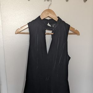 Abercrombie and Fitch Black Collar Neck Velvet Romper with Lace details